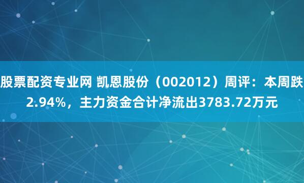 股票配资专业网 凯恩股份（002012）周评：本周跌2.94%，主力资金合计净流出3783.72万元